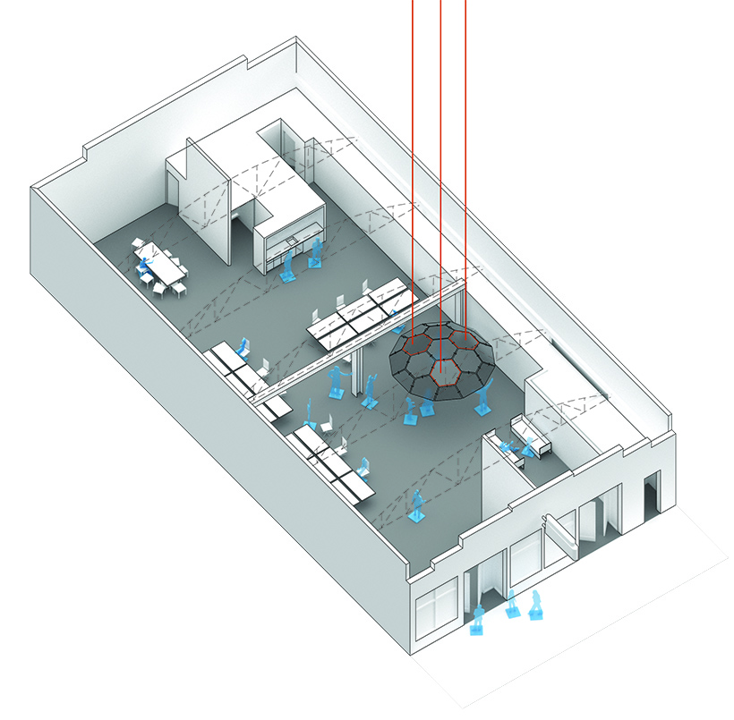 Axonometric drawing of the DIY space