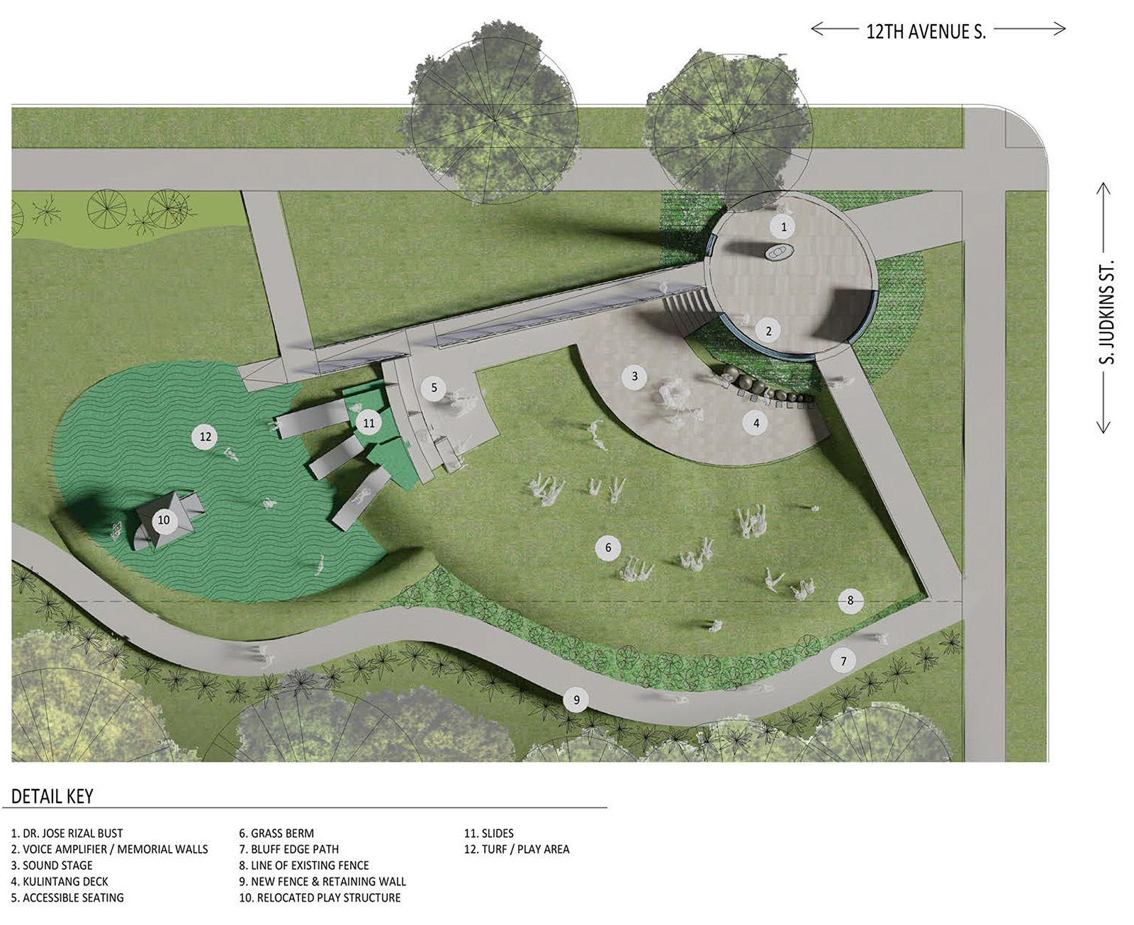 Plan view of the Jose Rizal Park proposed design